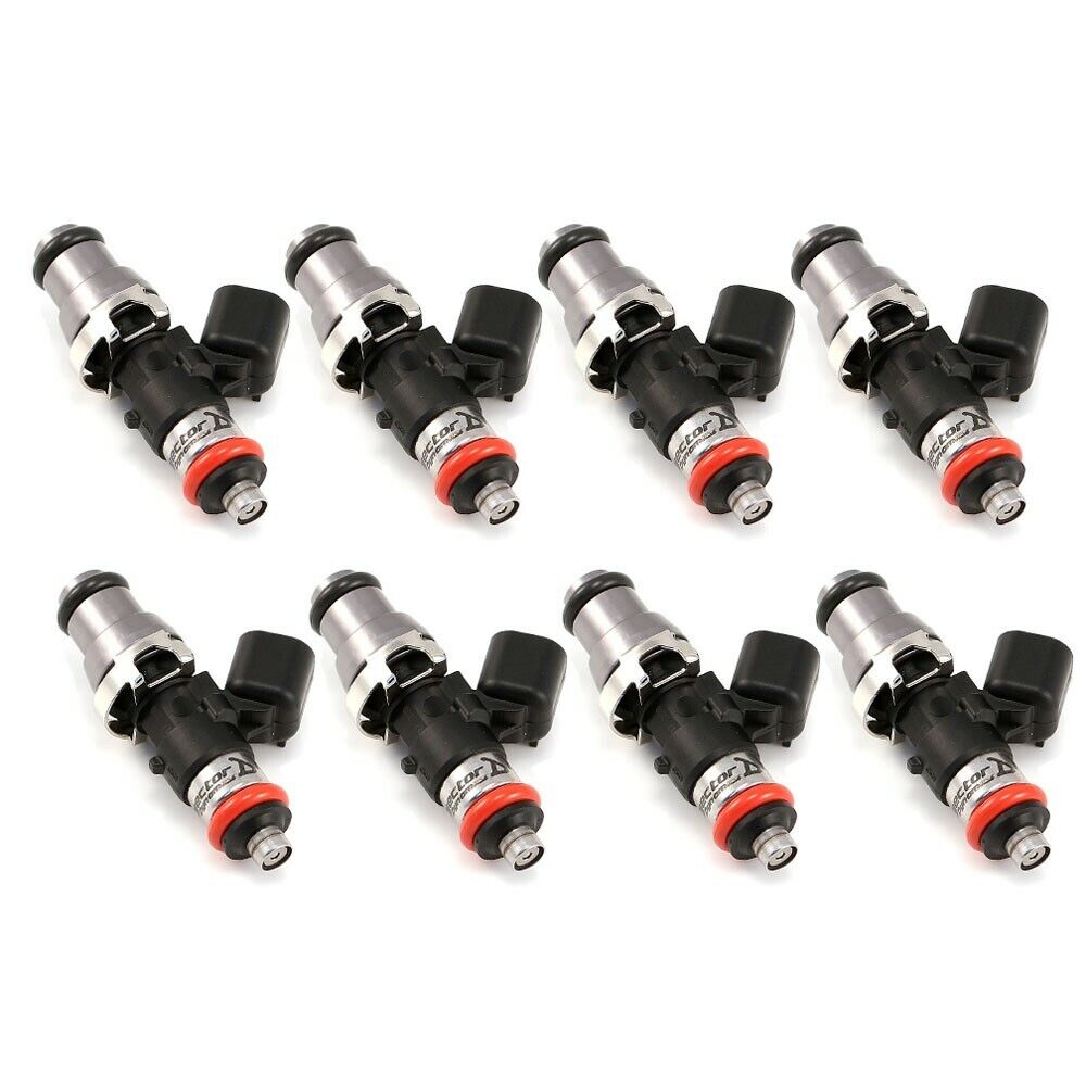 ID2600-XDS, for Ford FG Falcon GT and GS, 5 liter, 2010-2016. 14 mm (grey) adaptor top AND (silver) BOTTOM adaptor. Potted 4" leads with USCAR male connectors. Set of 8.