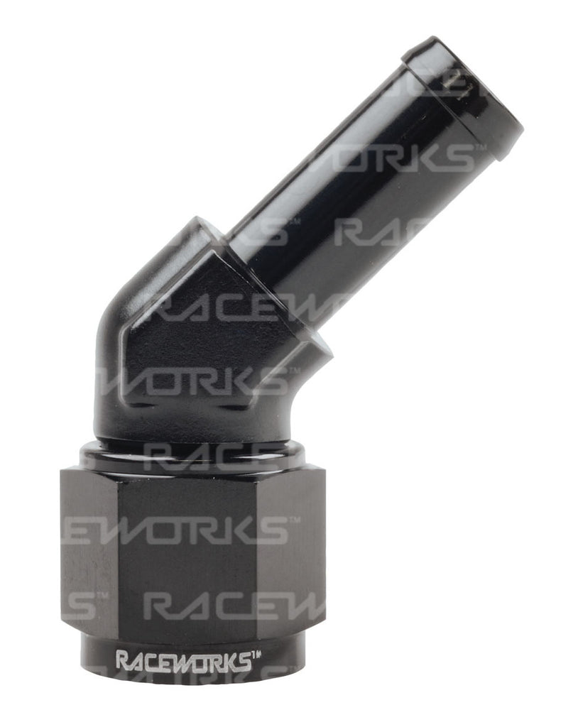 RACEWORKS FEMALE AN-8 TO 1/2'' BARB 45 Deg
