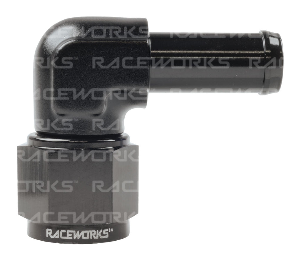 RACEWORKS FEMALE AN-8 TO 1/2'' BARB 90 Deg