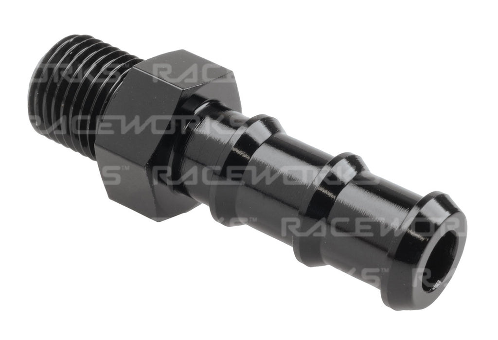 RACEWORKS METRIC MALE M10x1.0 TO 5/16'' BARB
