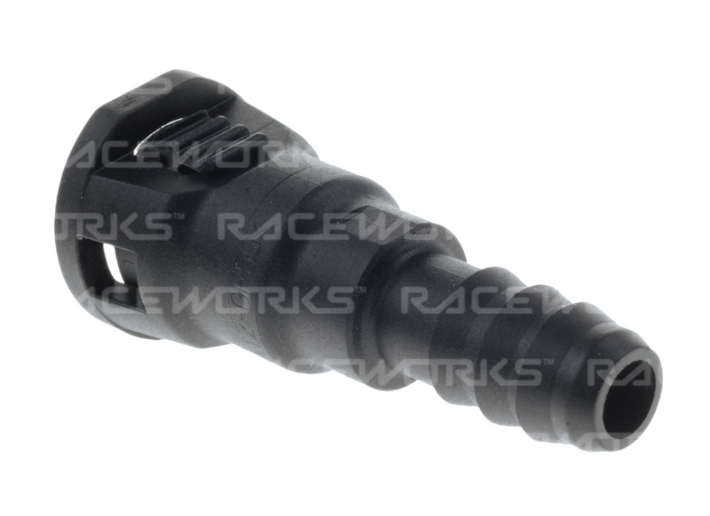 RACEWORKS GM FEMALE EFI ADAPTOR 3/8 TUBE TO 5/16 BARB PLASTIC