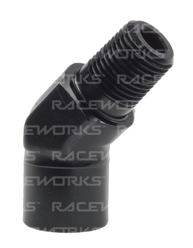 RACEWORKS 1/4” NPT 45deg Female-Male Elbow