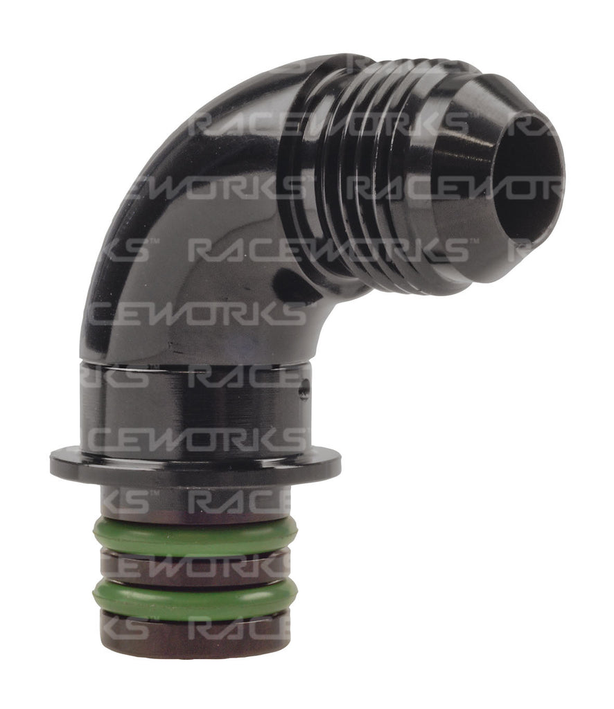 RACEWORKS 6R TRANSMISSION ADAPTER AN-8 90Deg (16.4MM O.D)
