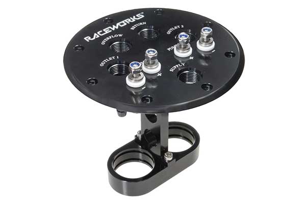 RACEWORKS FUEL PUMP HANGER SUITS SINGLE/TWIN 39MM-40MM PUMPS