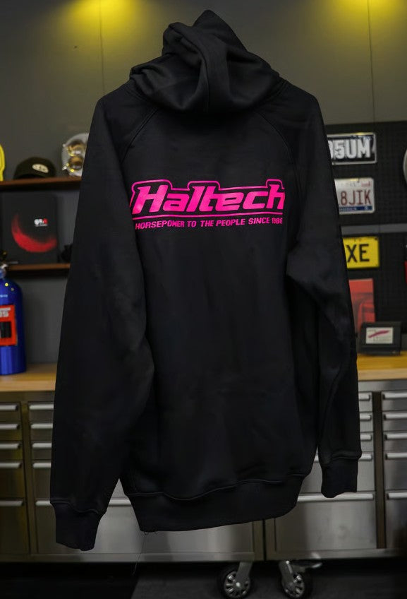 Haltech "Classic" Hoodie Black with Pink Logo