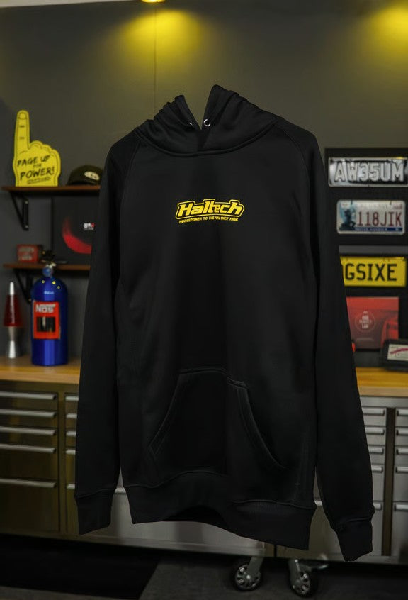 Haltech "Classic" Hoodie Black with Yellow Logo