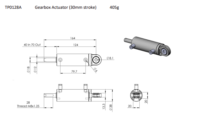 Gearbox Actuator 30mm Stroke Qua