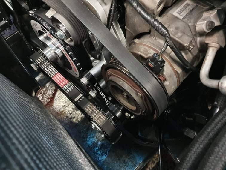 QuickBitz Ford Barra Waterman Mechanical Fuel pump and solid Belt Tensioner AC complete kit