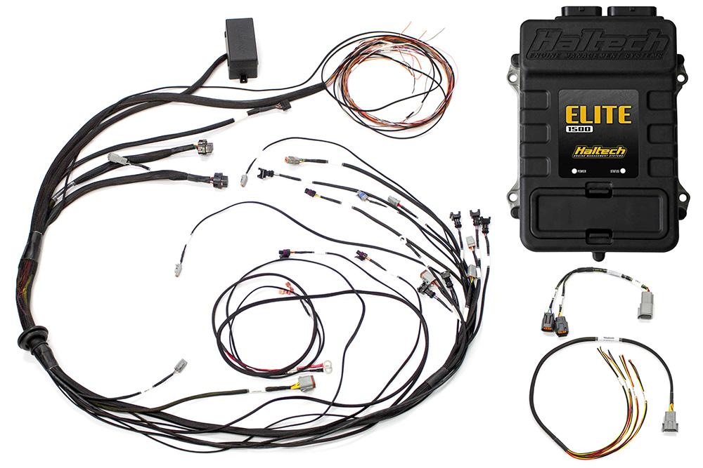Elite 1500 with RACE FUNCTIONS - Mazda 13B S6-8 Terminated Harness ECU Kit Suits Square Bosch EV1 injector connectors - Includes Engine Harness, & Fuse Block. Includes flying lead ignition harness.