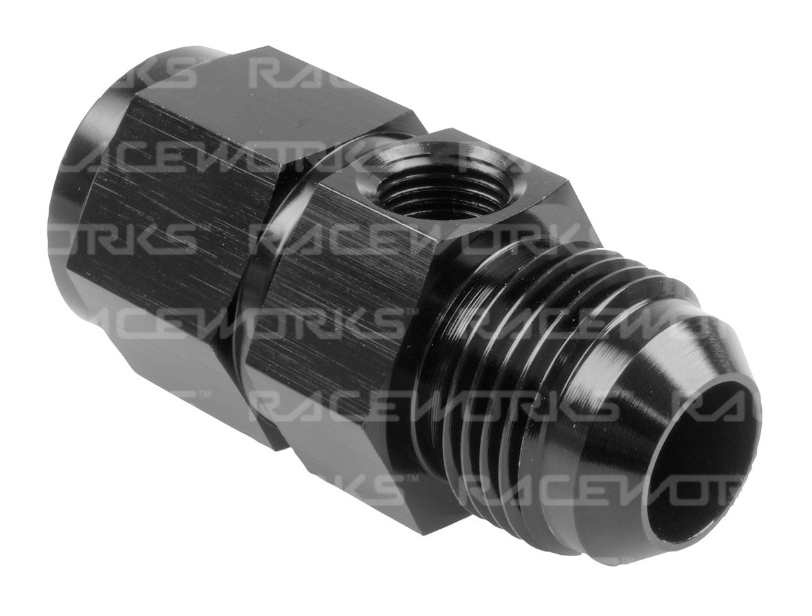 RACEWORKS FEMALE SWIVEL TO MALE AN PORT WITH 1/8in NPT PORT