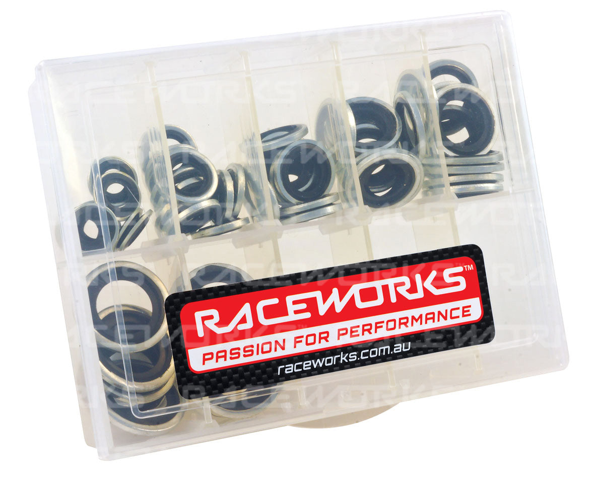 RACEWORKS DOWTY SEAL KIT 10 OF EACH SIZE 8mm TO 18mm