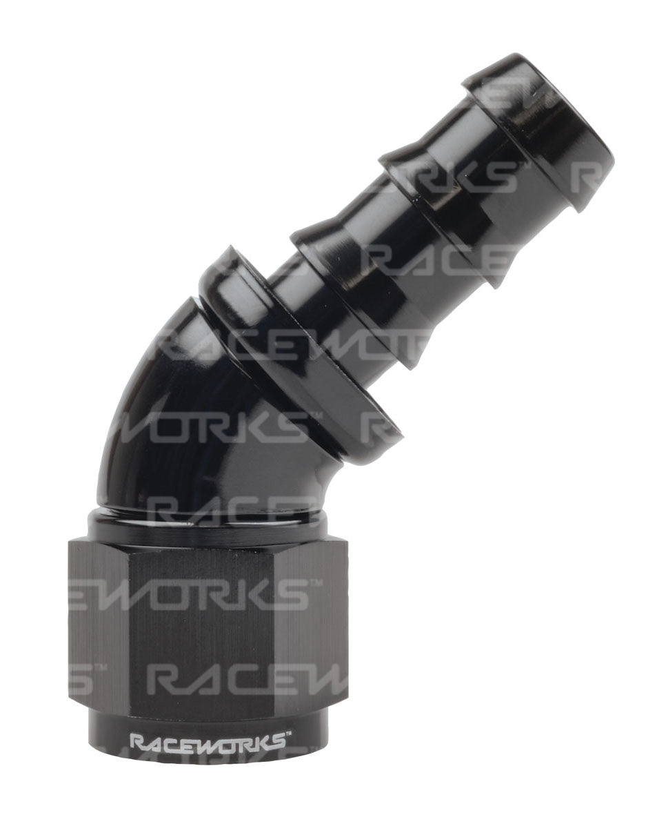 RACEWORKS PUSH LOK HOSE FITTING 45 Deg