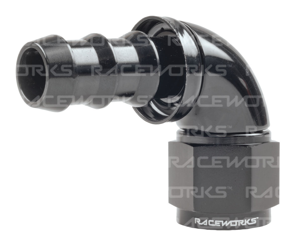 RACEWORKS PUSH LOK HOSE FITTING 90 Deg