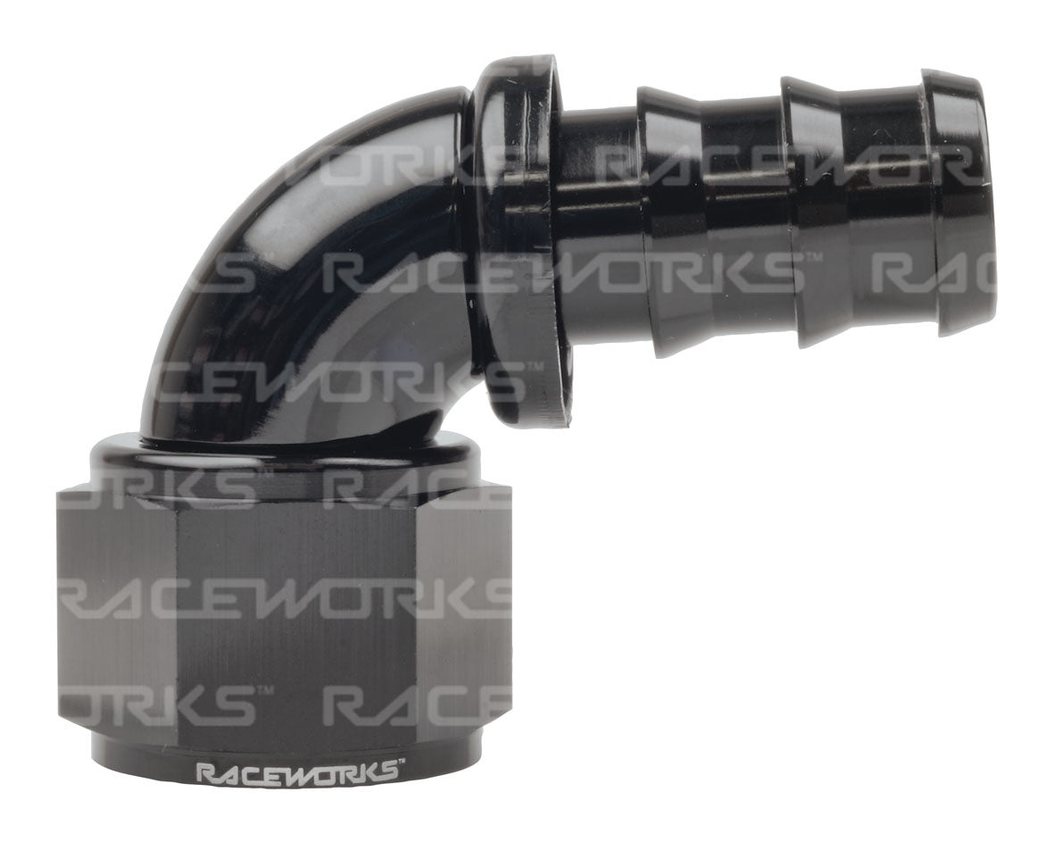 RACEWORKS PUSH LOK HOSE FITTING 90 Deg