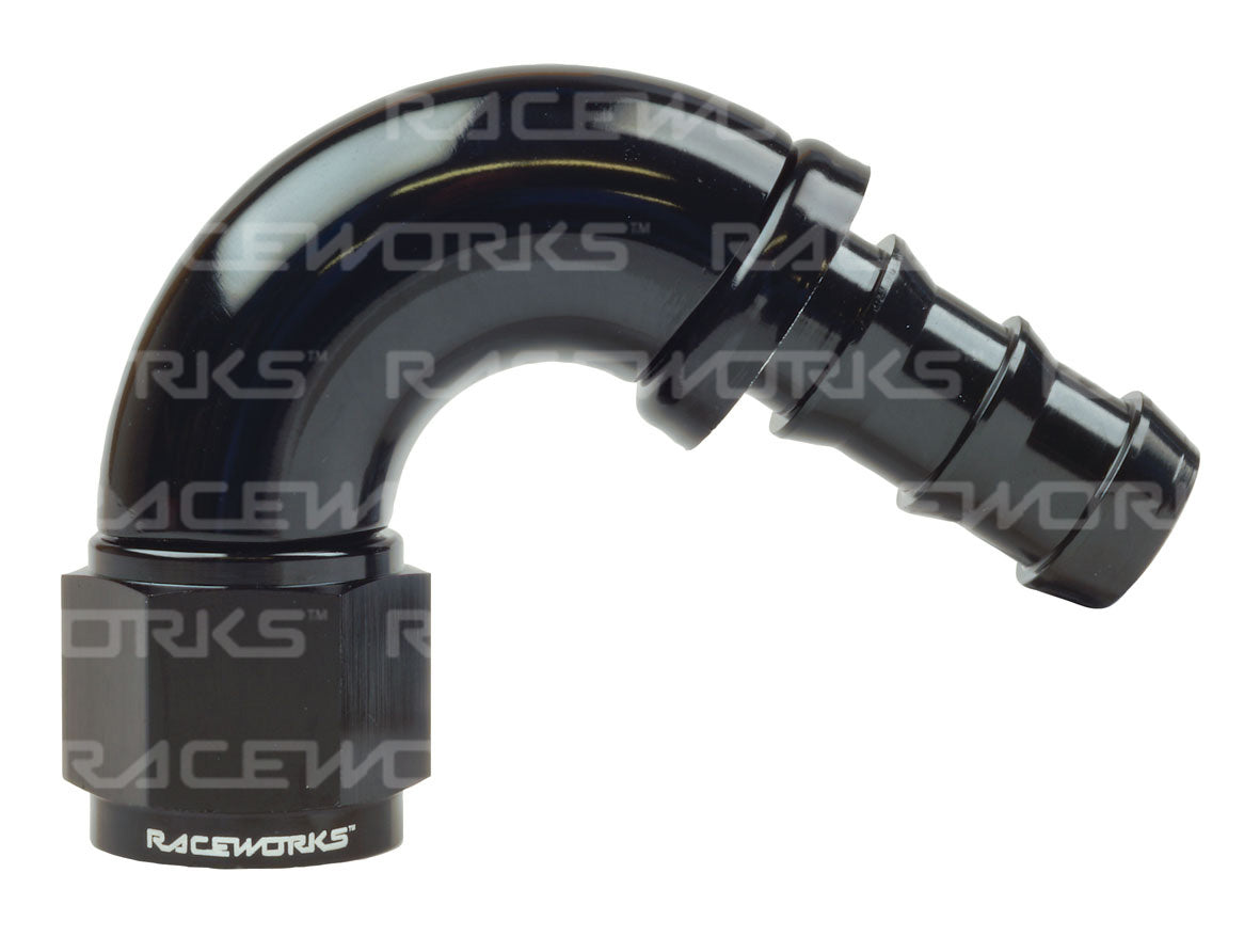 RACEWORKS PUSH LOK HOSE FITTING 120 Deg