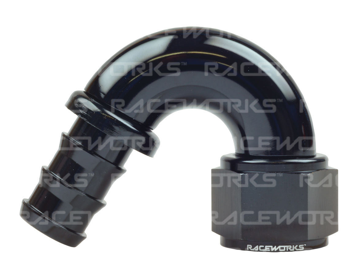 RACEWORKS PUSH LOK HOSE FITTING 150 Deg
