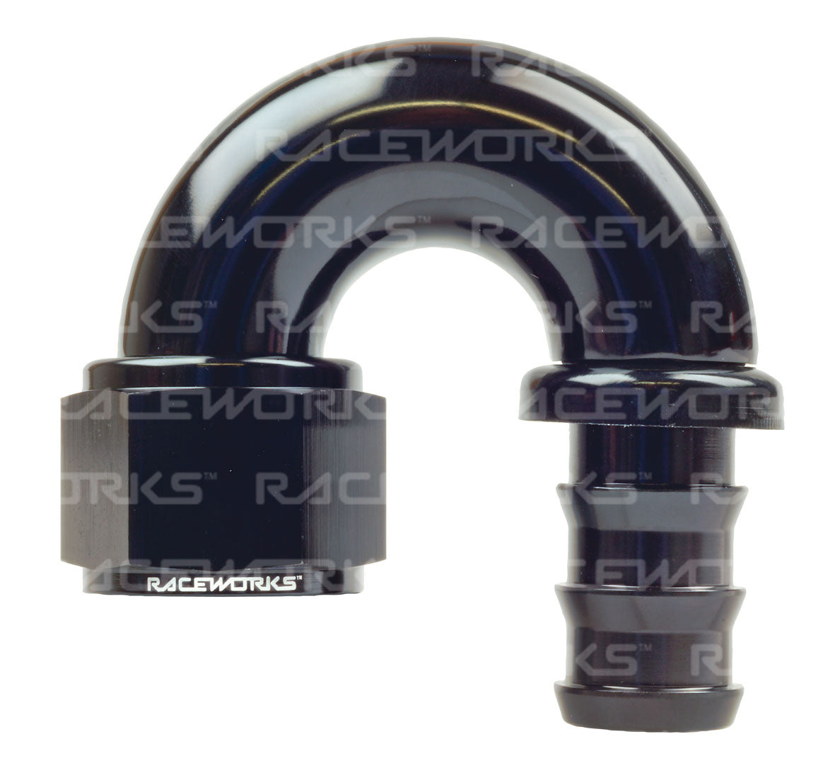 RACEWORKS PUSH LOK HOSE FITTING 180 Deg