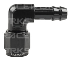 RACEWORKS FEMALE AN-6 TO 3/8'' BARB 90 Deg