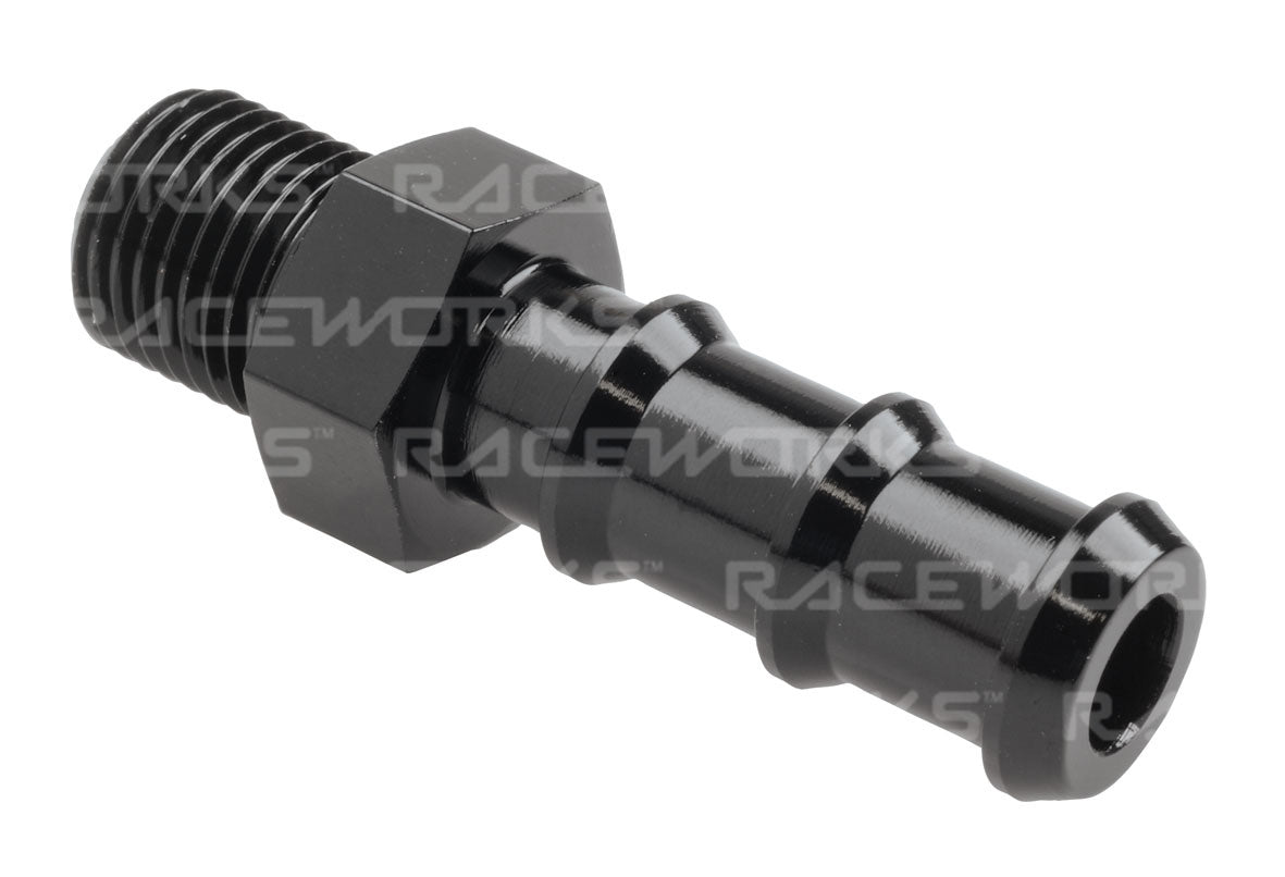 RACEWORKS METRIC MALE M10x1.0 TO 3/8'' BARB