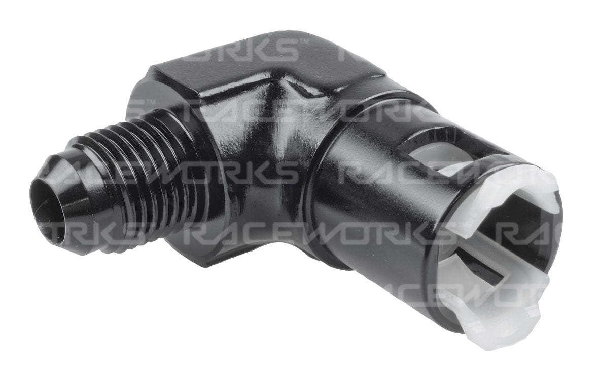 RACEWORKS AN-8 TO 3/8'' FEMALE EFI QUICK CONNECT 90 Deg