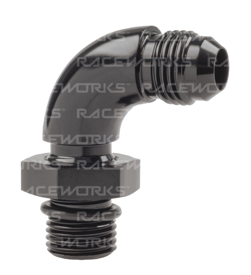 RACEWORKS AN-4 90DEG O-RING BOSS TO MALE FLARE ADAPTER