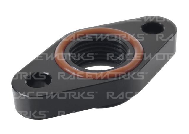 RACEWORKS TURBO DRAIN ADAPTOR FEMALE AN-10 OUTLET SUIT T3-T4 - BLACK