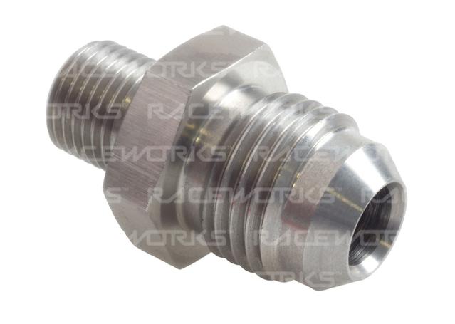 RACEWORKS METRIC MALE M10X1.0 TO MALE FLARE AN-6 STAINLESS HIGH FLOW