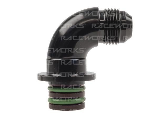 RACEWORKS ZF TRANSMISSION ADAPTER AN-8 90Deg (20MM O.D)